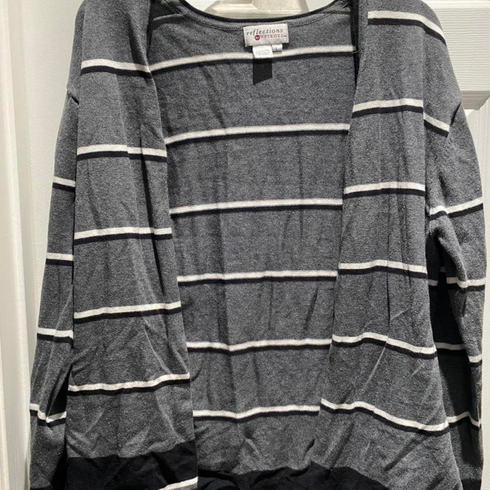 Reflections by Spiegel grey striped long sleeve‎ top Size L